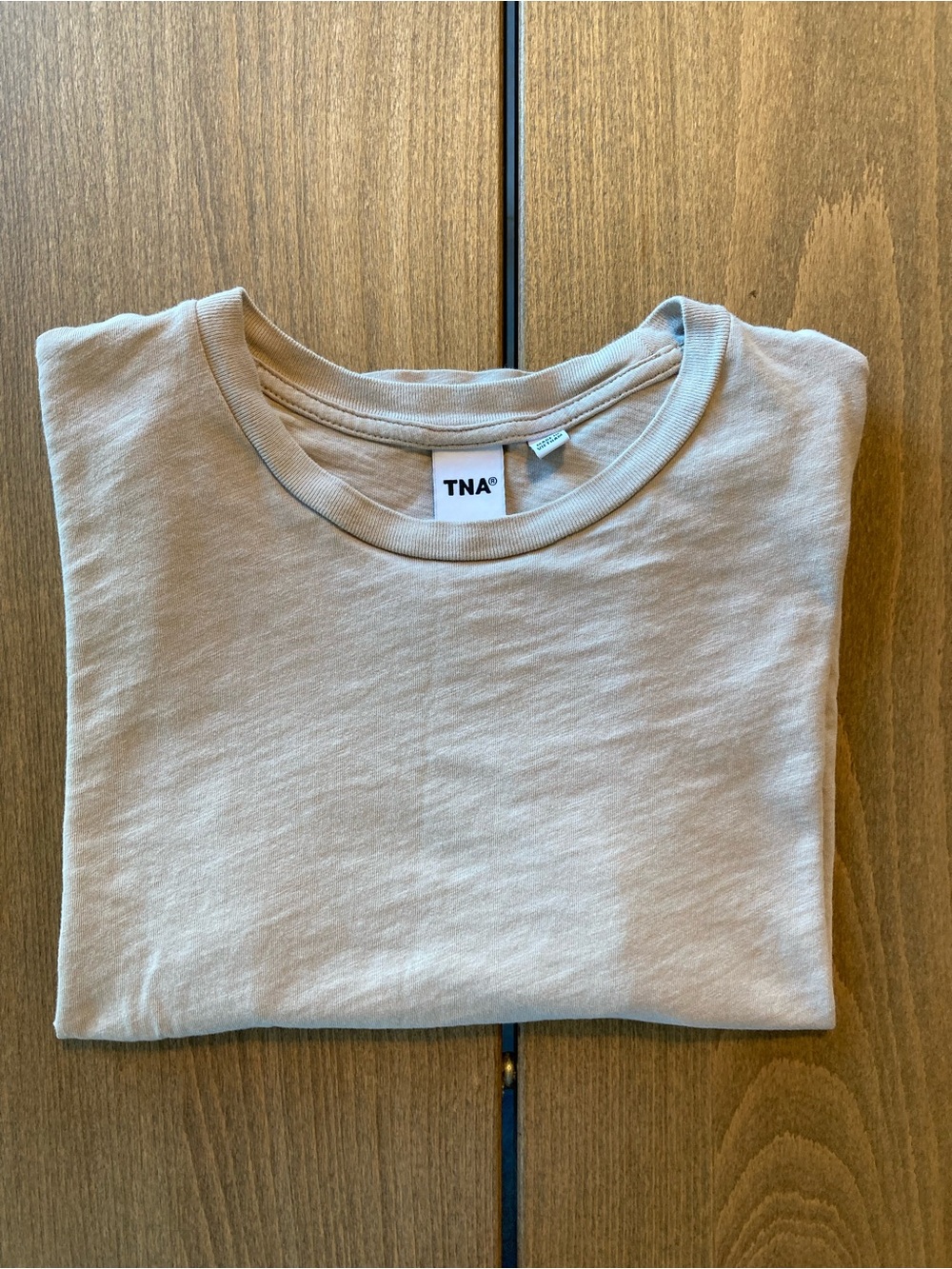 Aritzia TNA Cropped Crew Neck T-Shirt Beige Tan 100% Cotton Size S